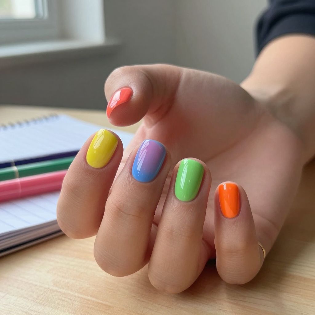 Quick dry skittle set bright nails