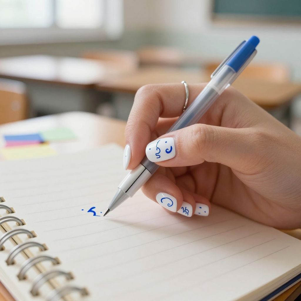 Notebook doodle line nail design