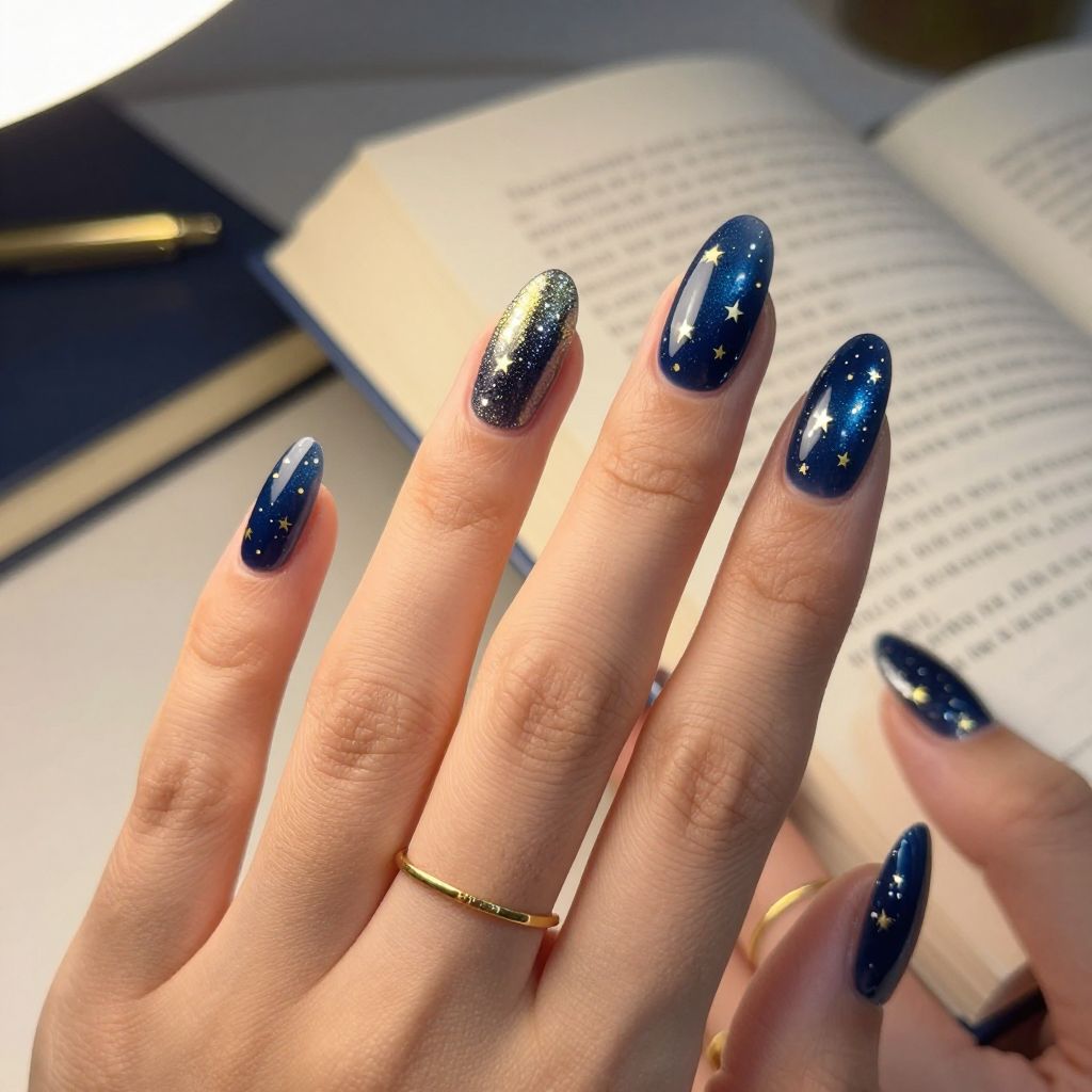 Starry study night nail design