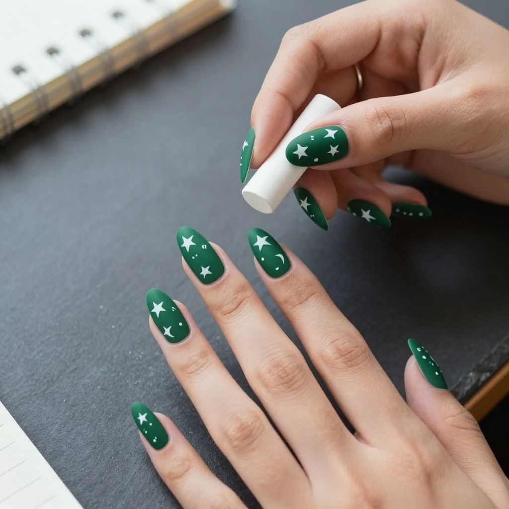 Matte chalkboard nail design