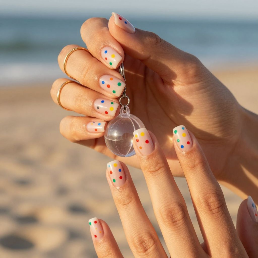 Beach ball dots nail design