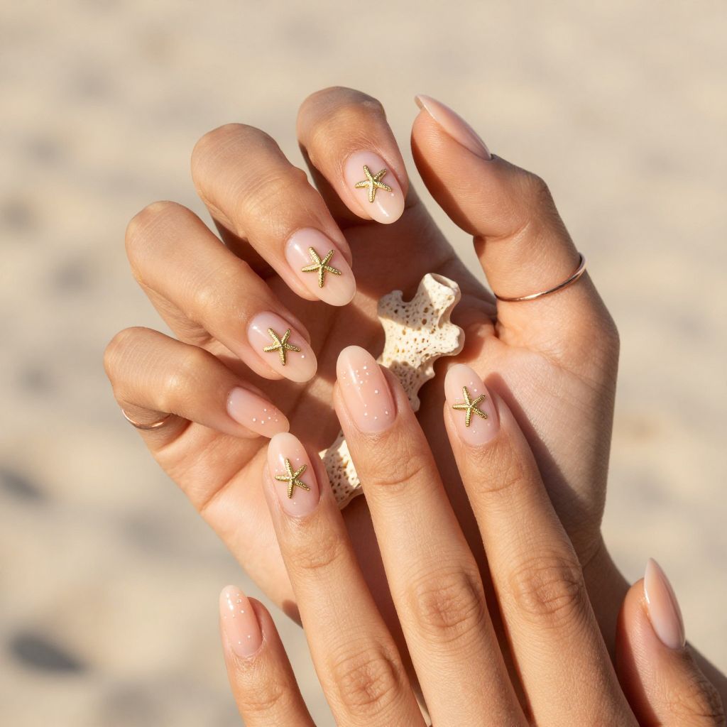 Starfish charm beach nails