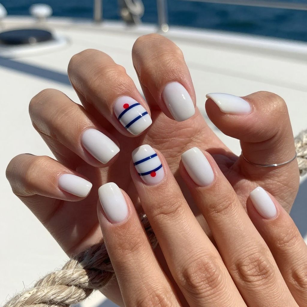 Sailor stripe chic beach nails
