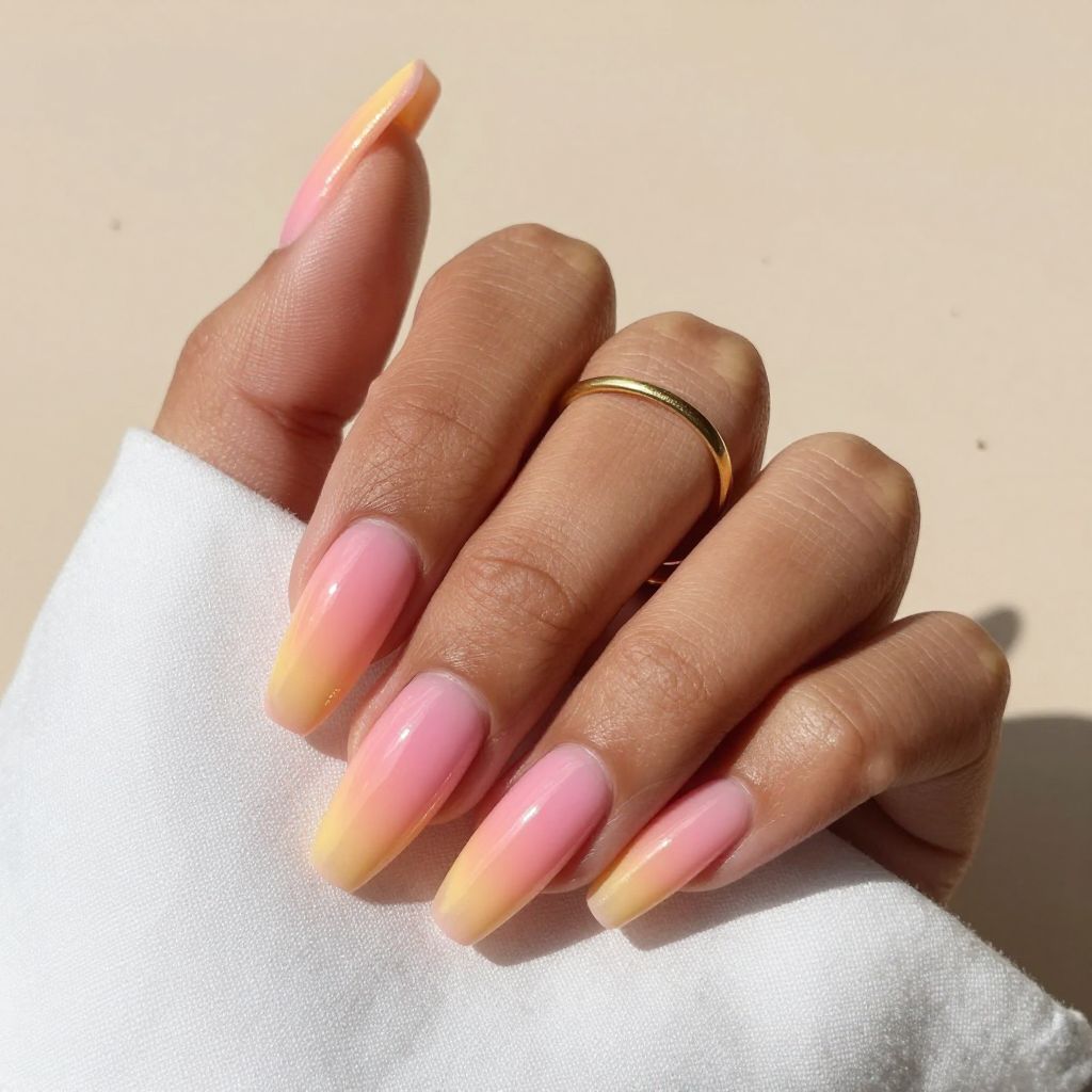 Beachy Nail Inspo - Sunset Coast Gradient