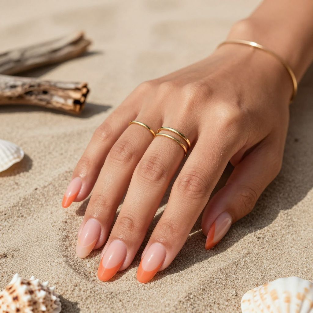 Beachy Nail Inspo - Coral Reef Tips