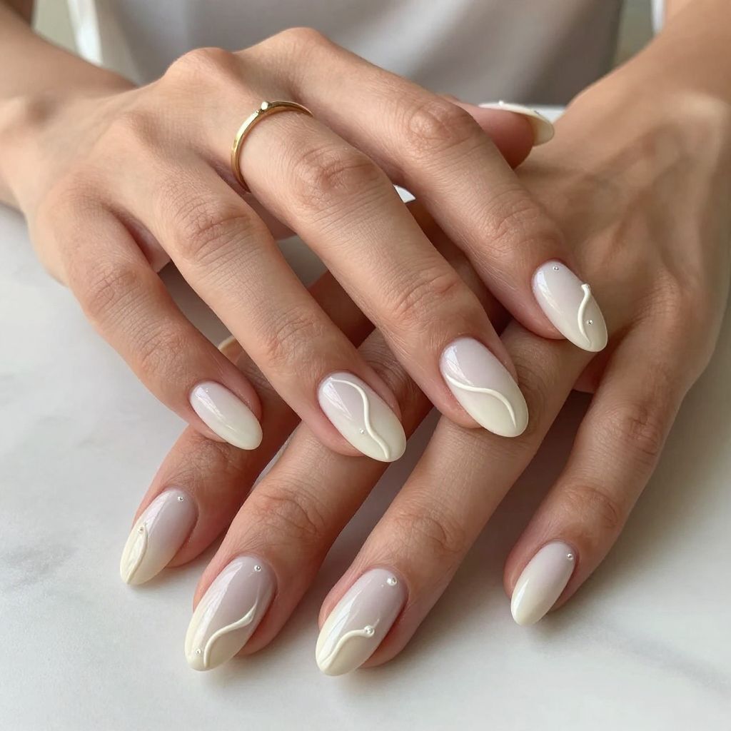 Beachy Nail Inspo - Seashell White Texture