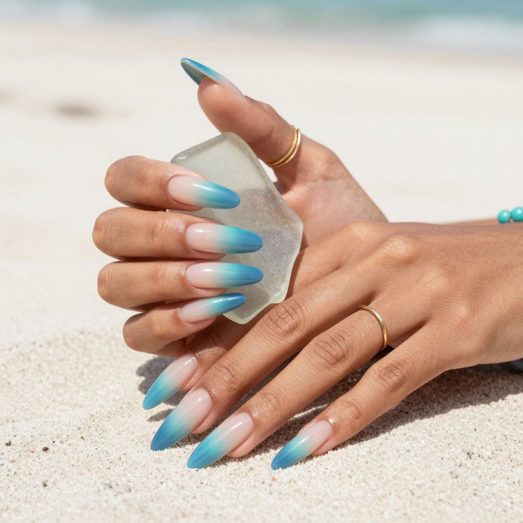 Beachy Nail Inspo - Blue Lagoon Ombré