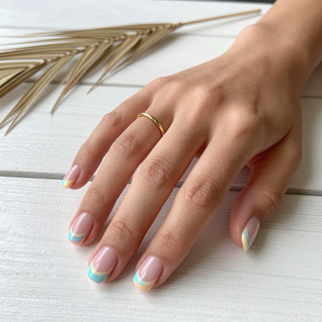 Beachy Nail Inspo - Pastel Tide Lines