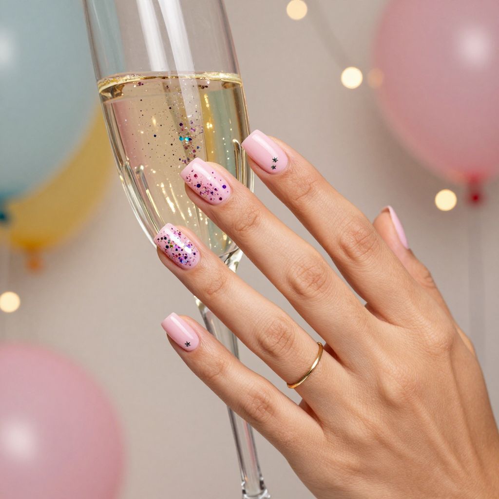 Confetti sparkle birthday nails