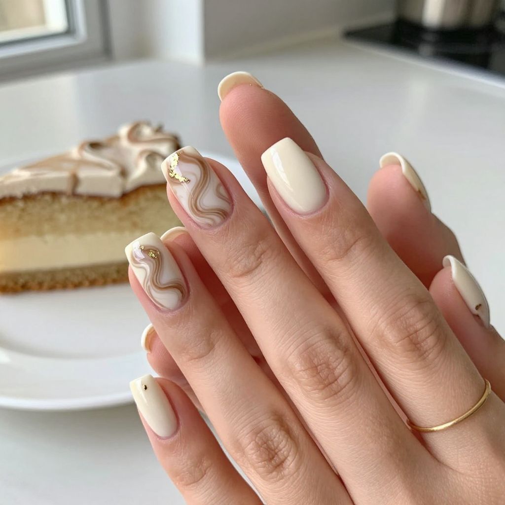 Marble cake swirl birthday nails