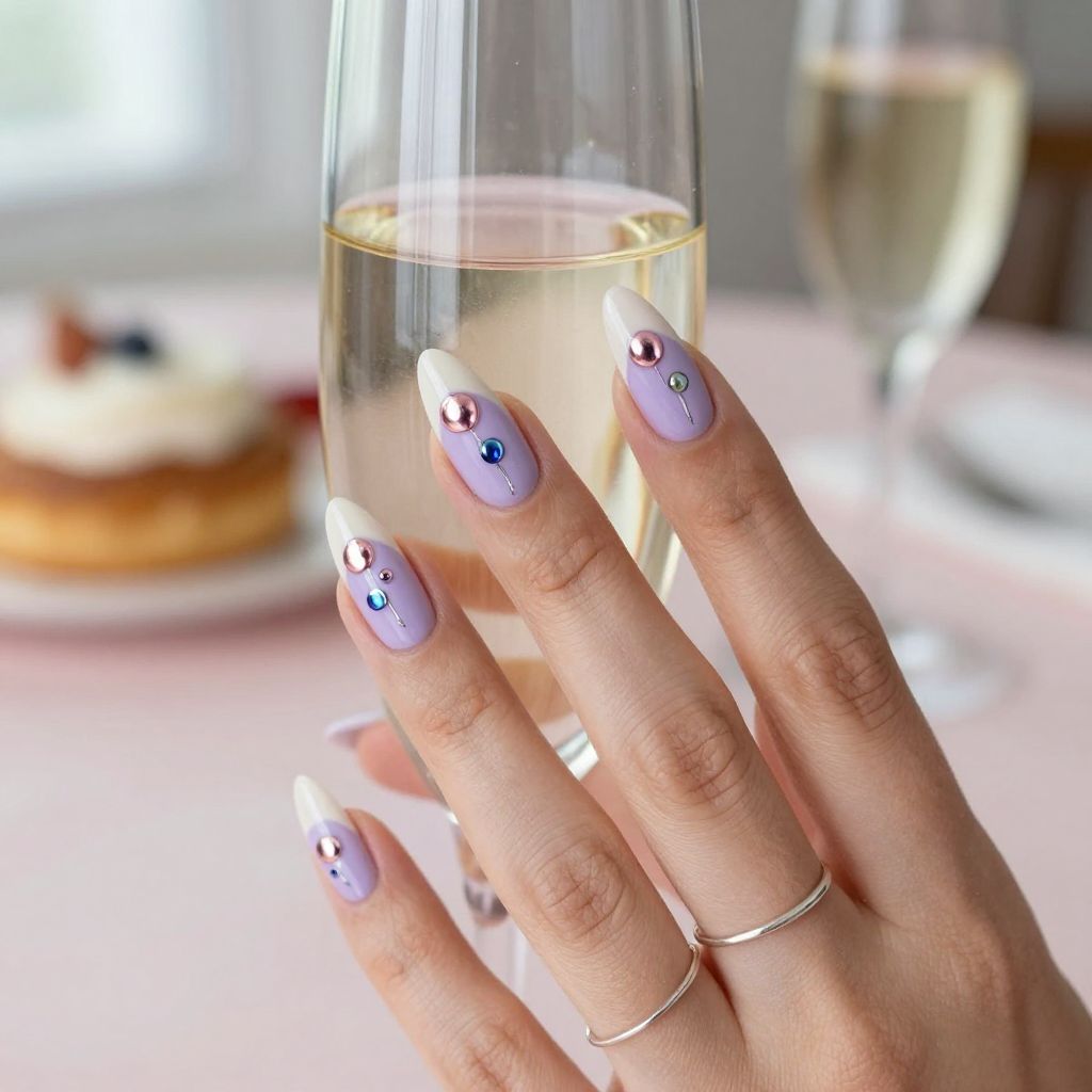 Metallic balloon birthday nails