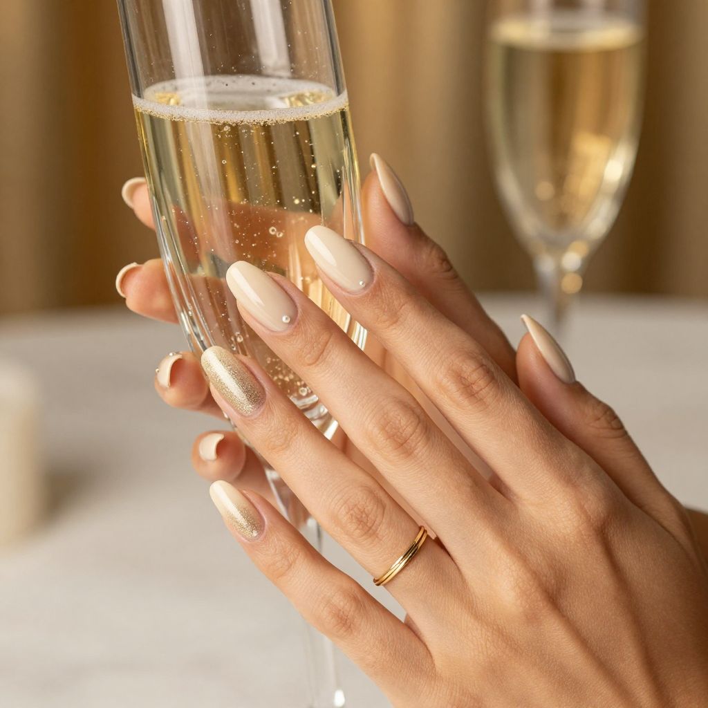 Champagne ombre birthday nails