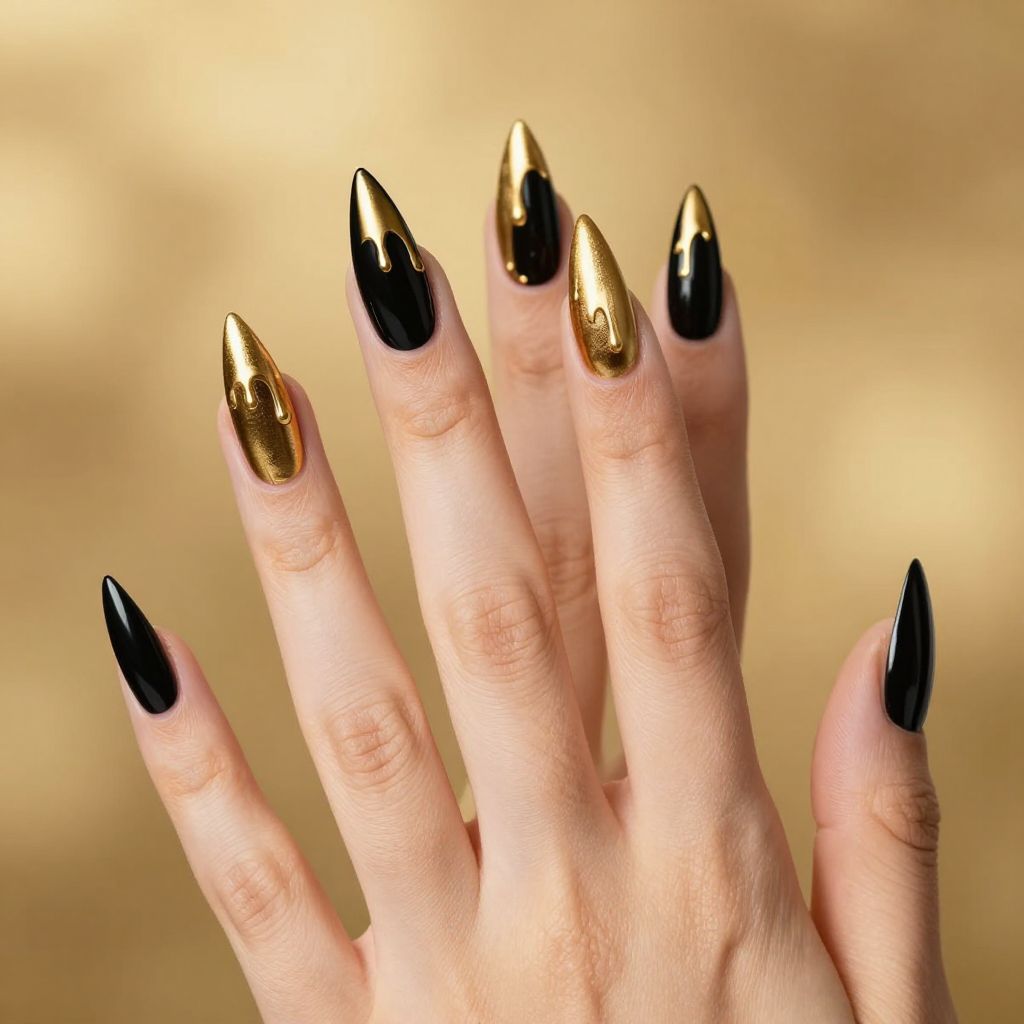 Black and gold nail idea 11