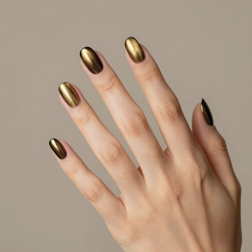 Black and gold nail idea 12