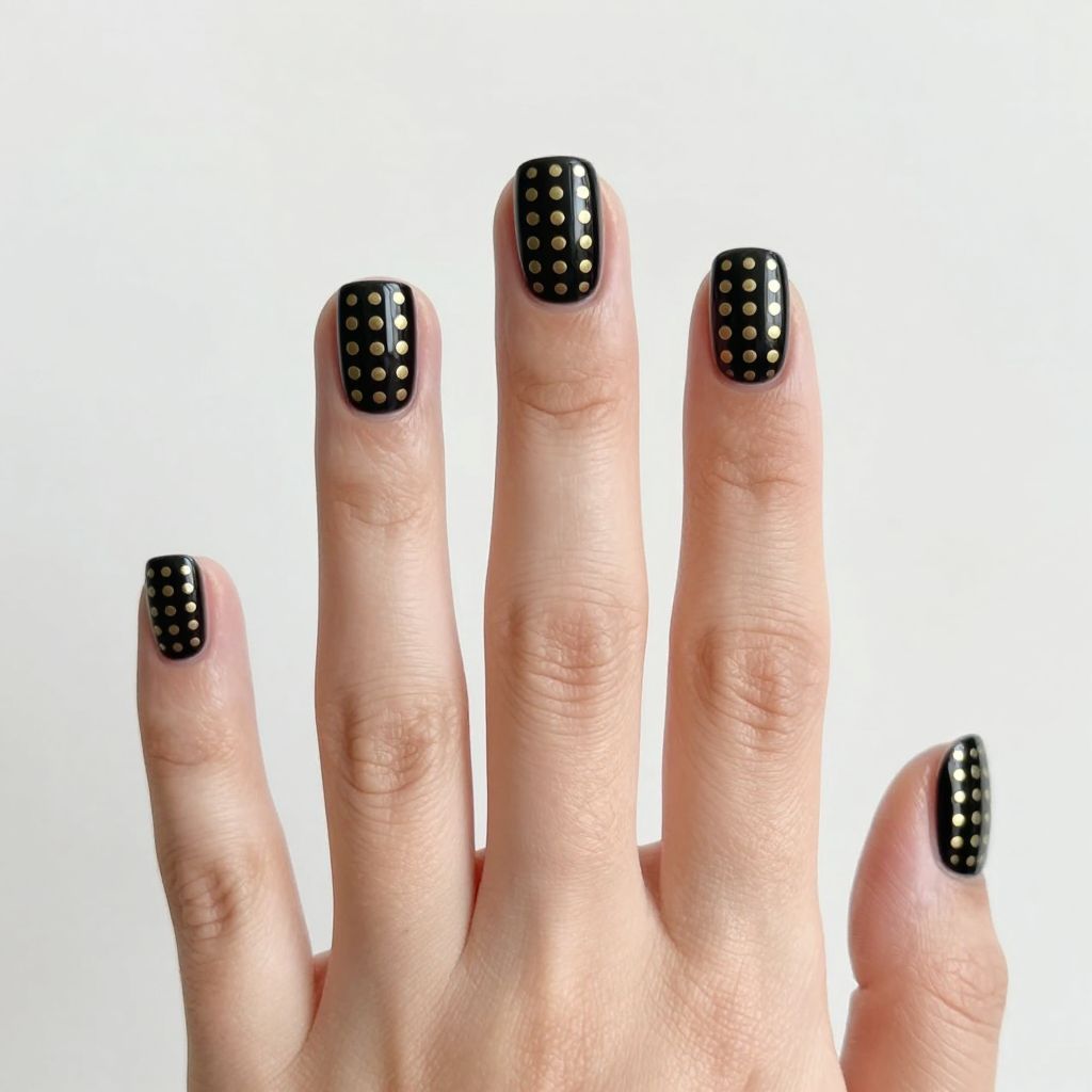Black and gold nail idea 13