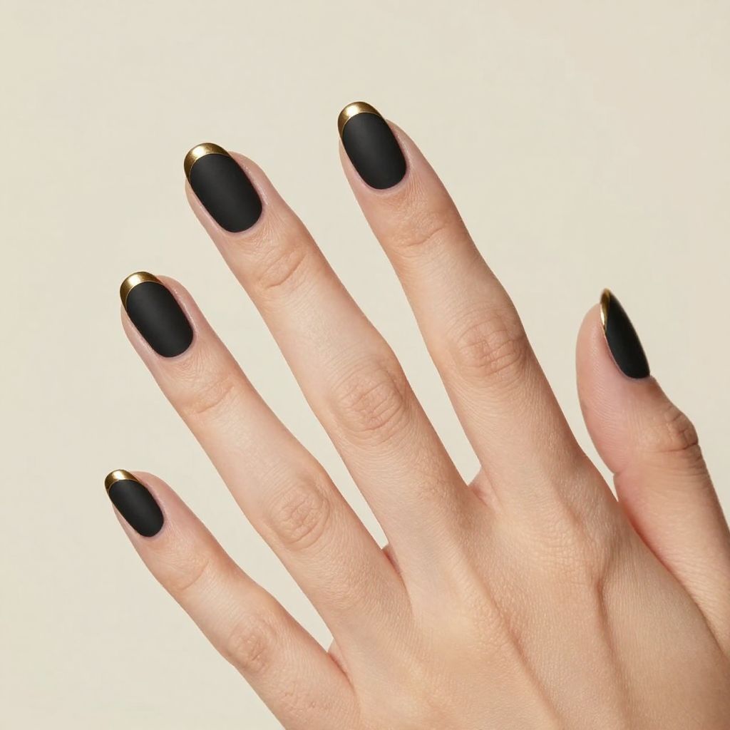 Black and gold nail idea 15