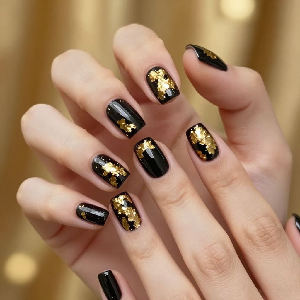 Black and gold nail idea 2