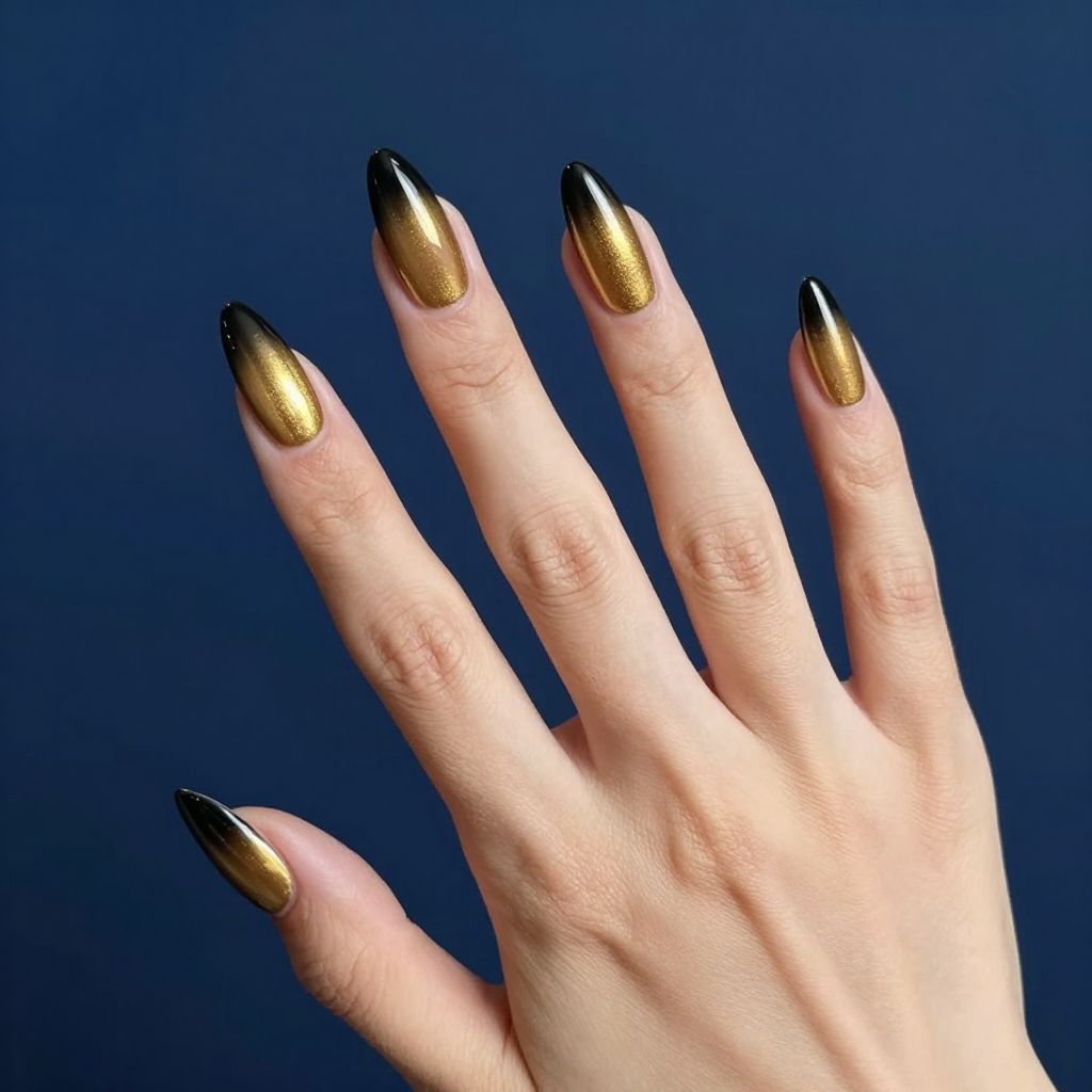 Black and gold nail idea 3