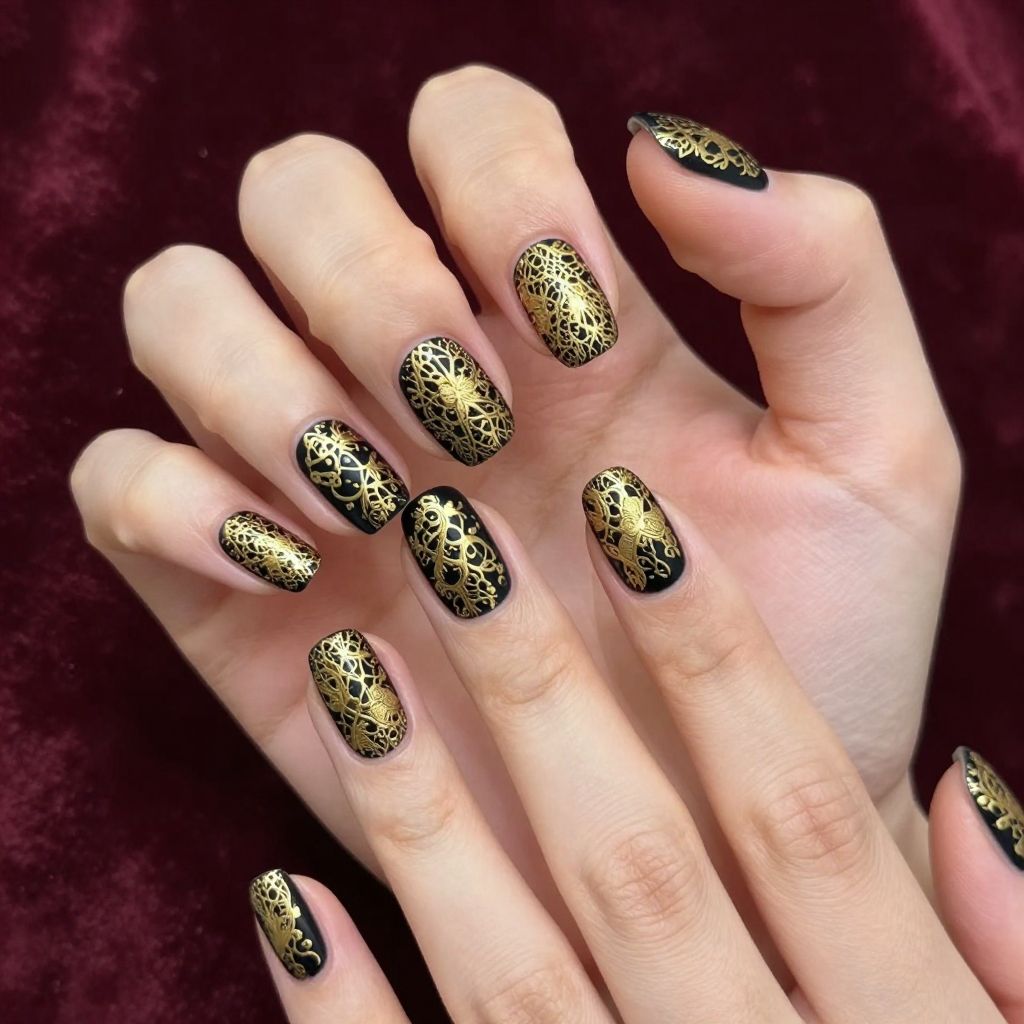 Black and gold nail idea 4