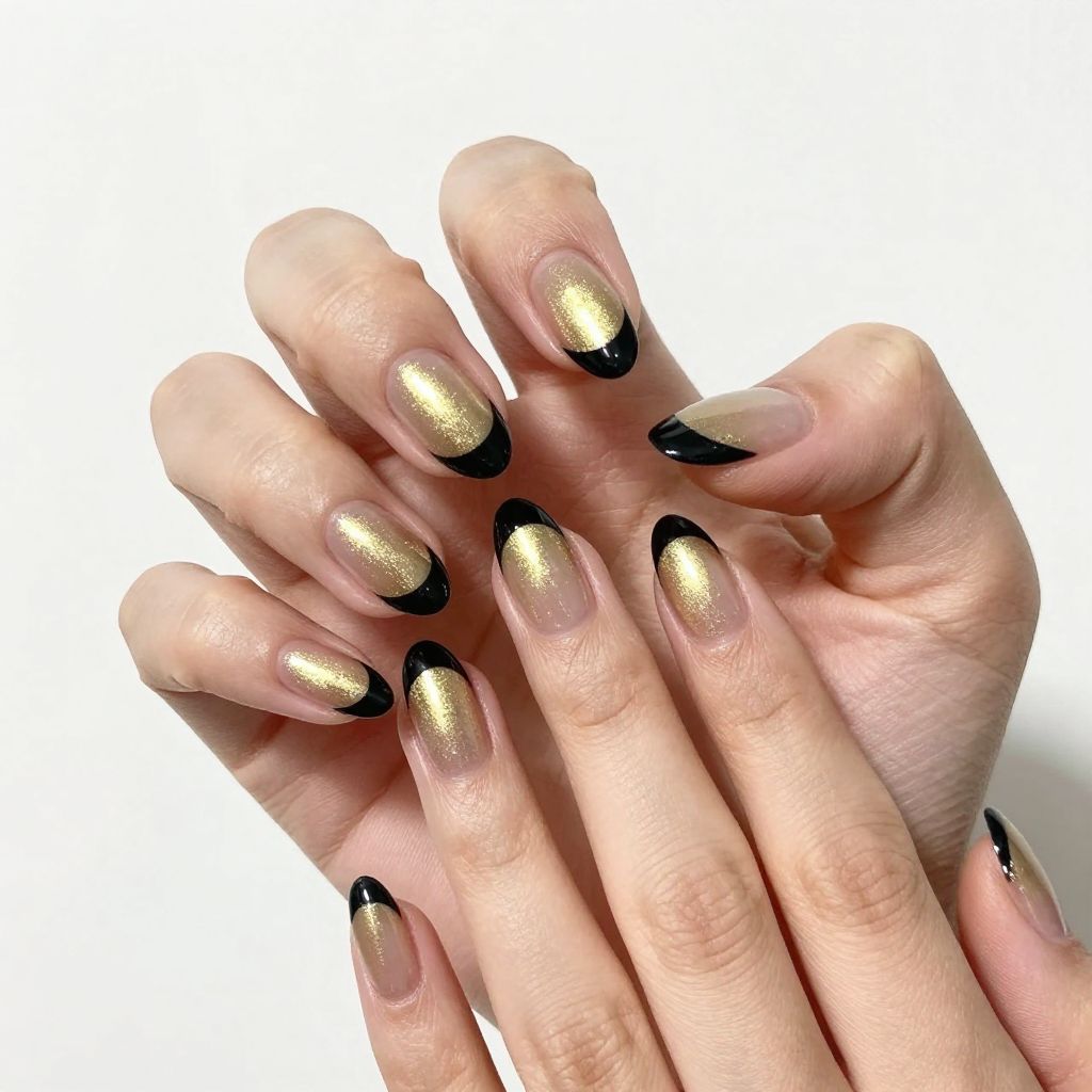 Black and gold nail idea 5