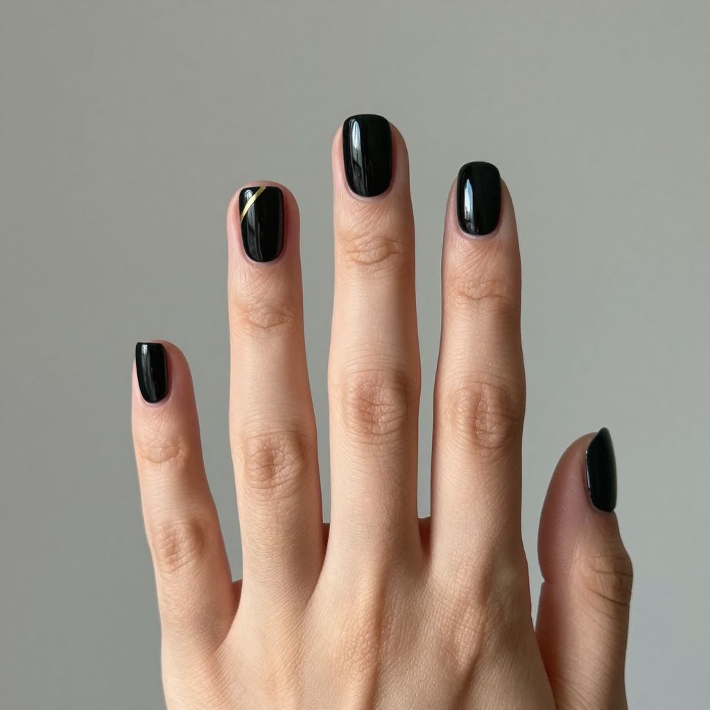 Black and gold nail idea 9