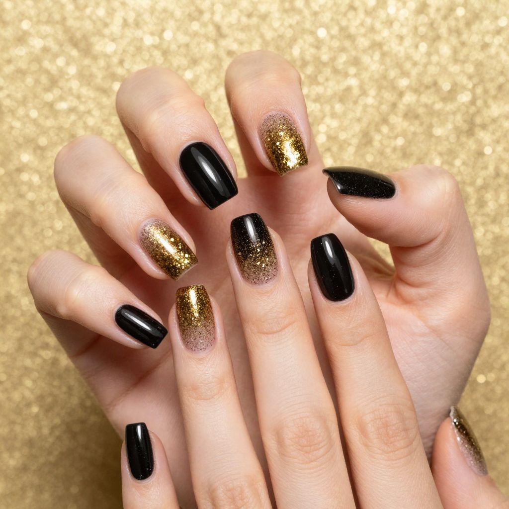 Black and gold nail idea 8