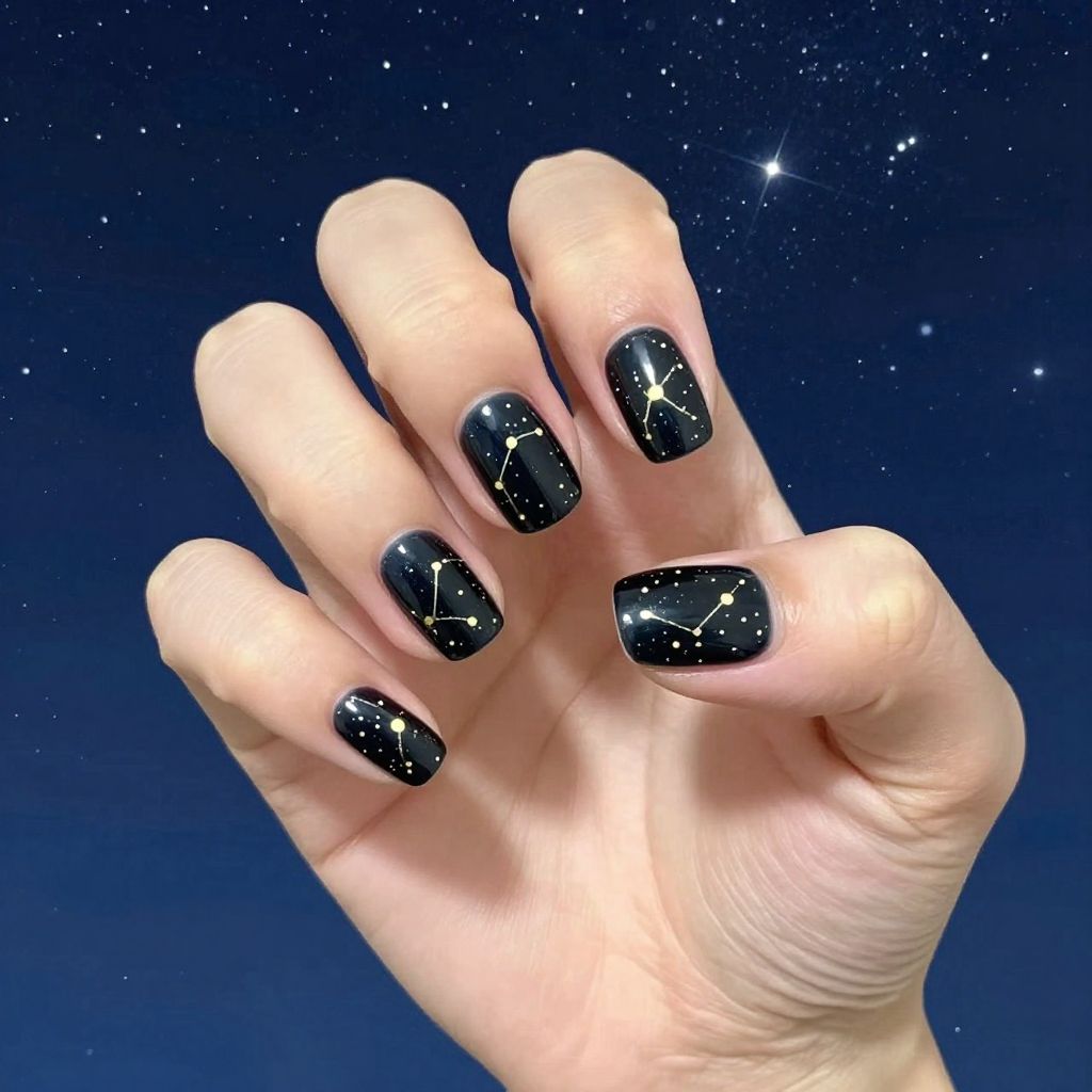 Black and gold nail idea 7