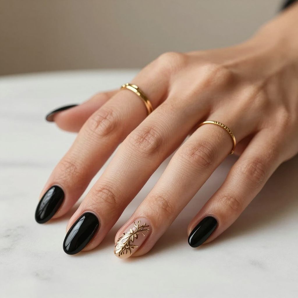 Black And Gold Nail Ideas 11
