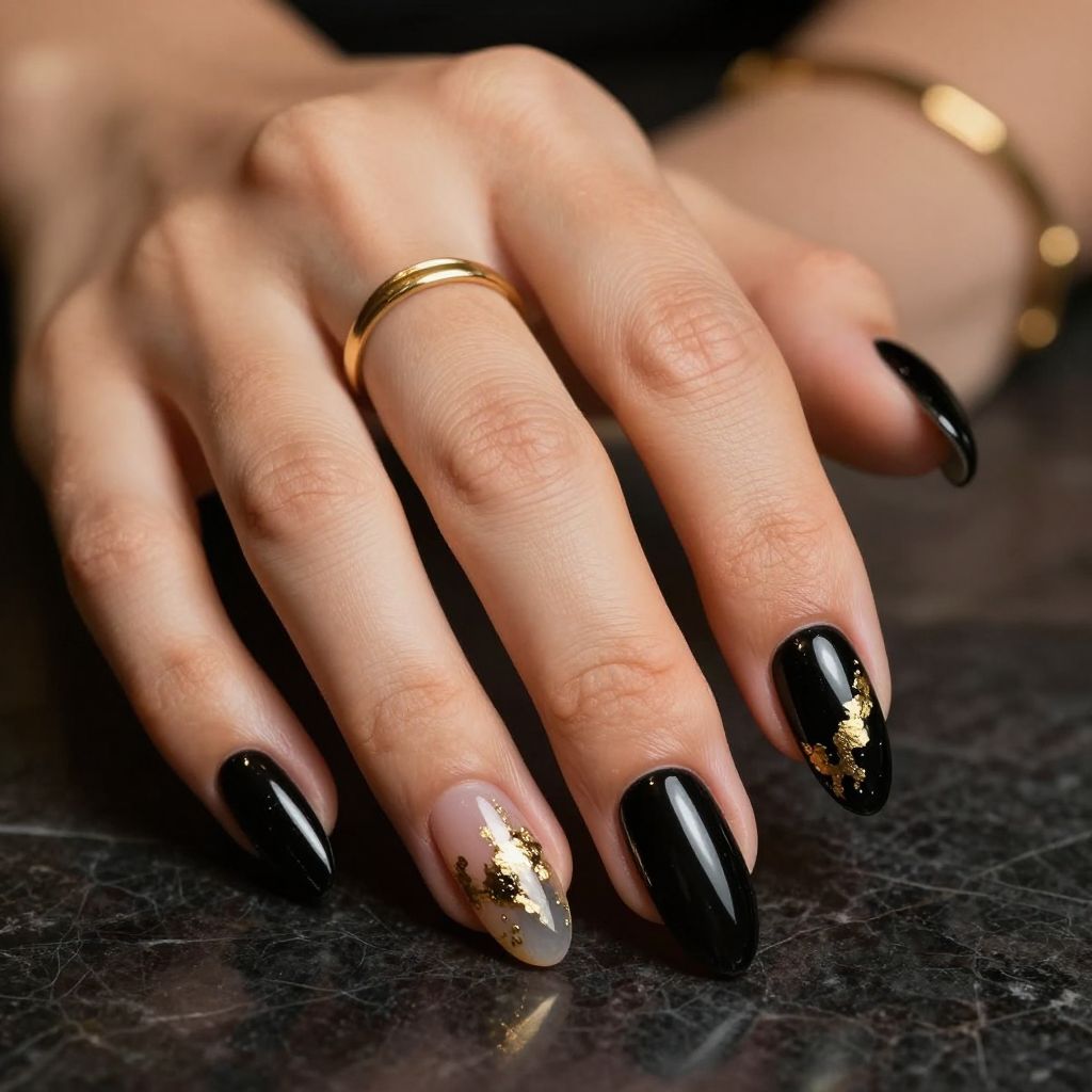 Black And Gold Nail Ideas 13
