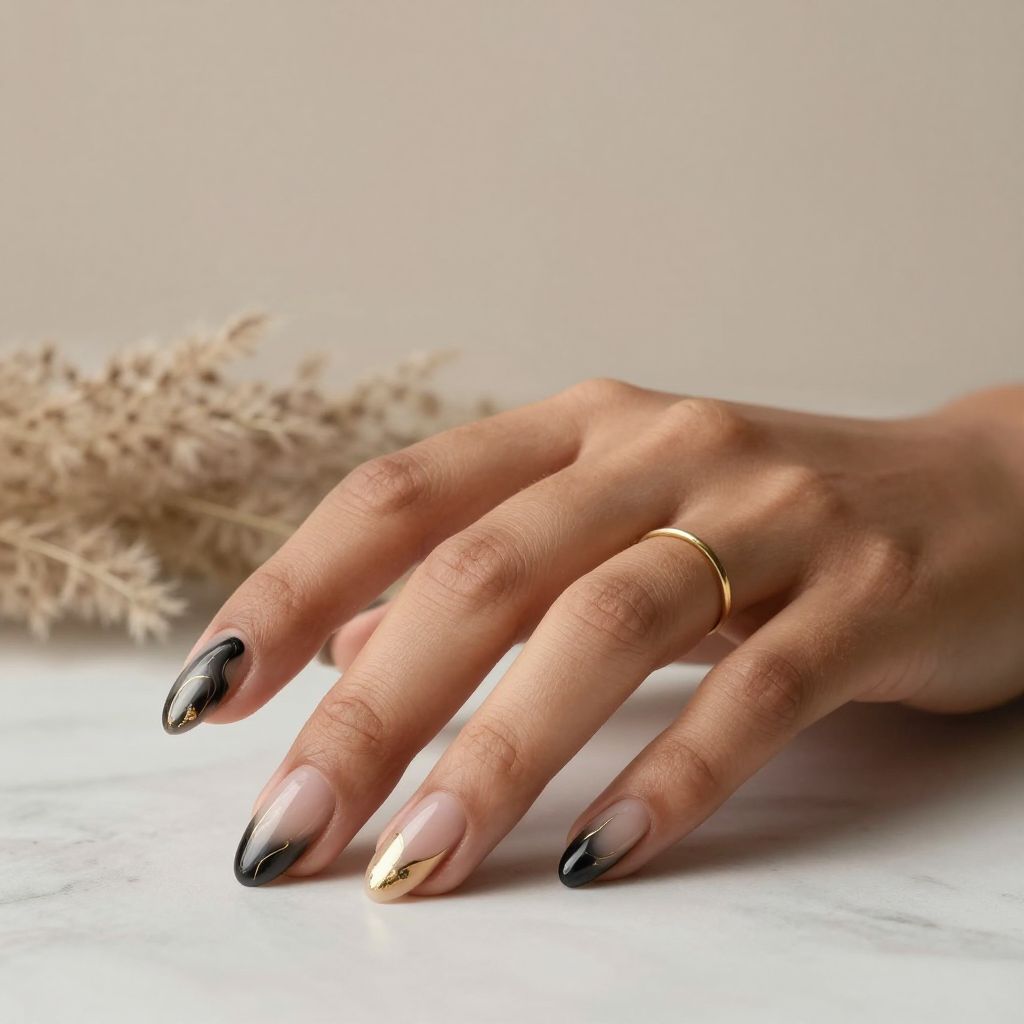 Black And Gold Nail Ideas 5