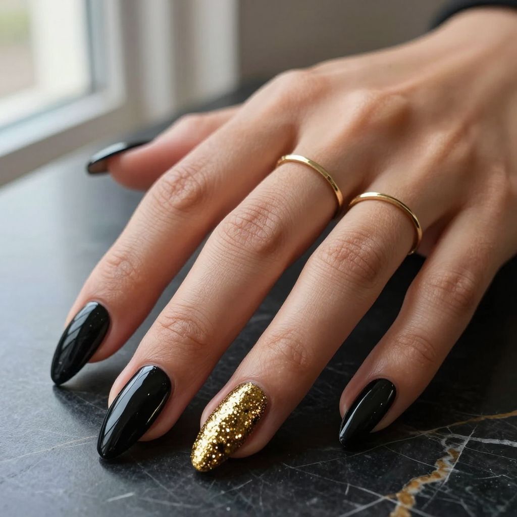 Black And Gold Nail Ideas 6