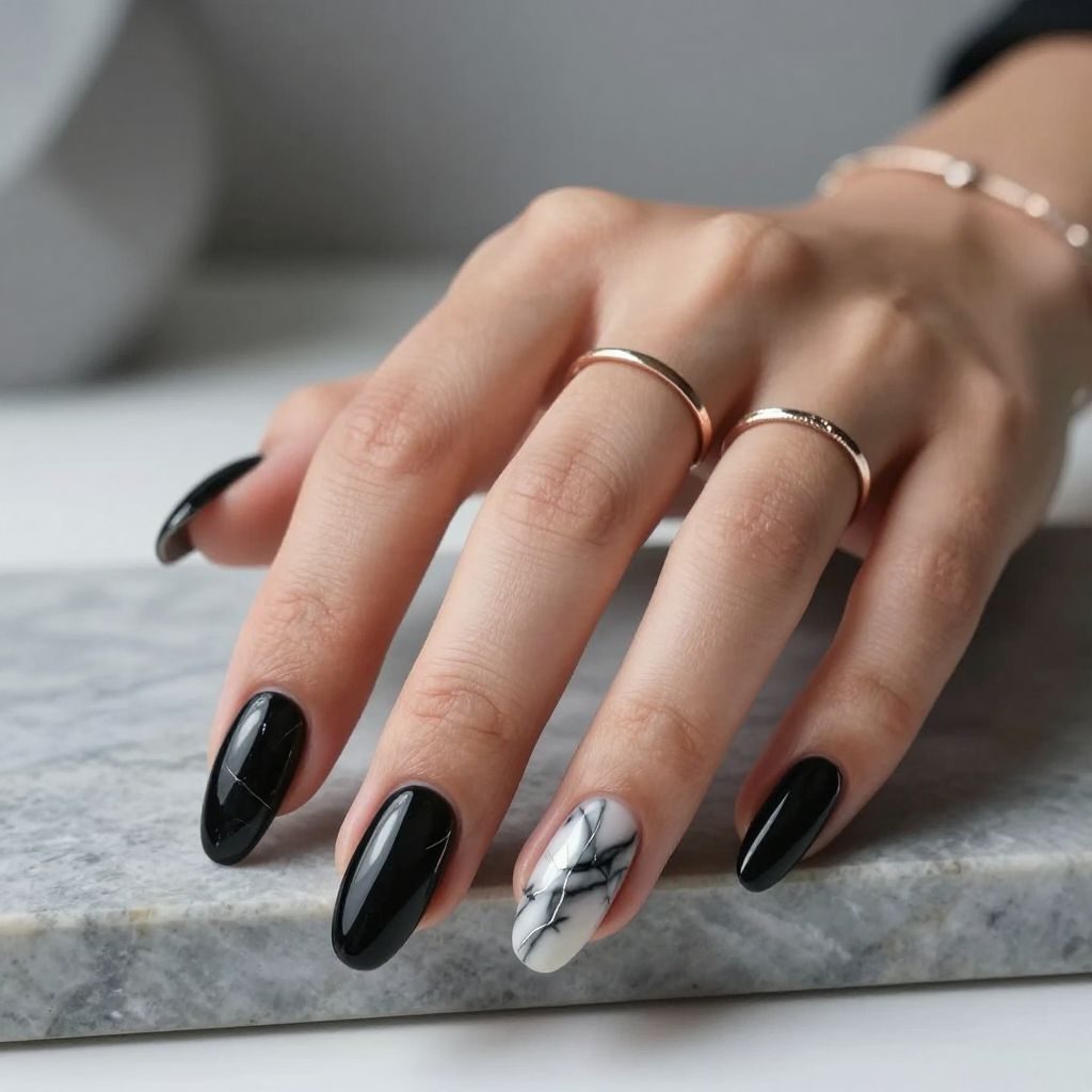 Black Marble With Silver Veining
