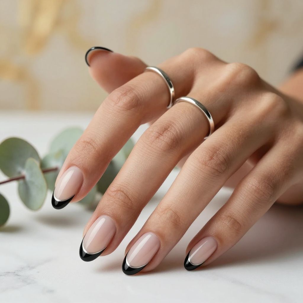 Black Tips With Silver Negative Space