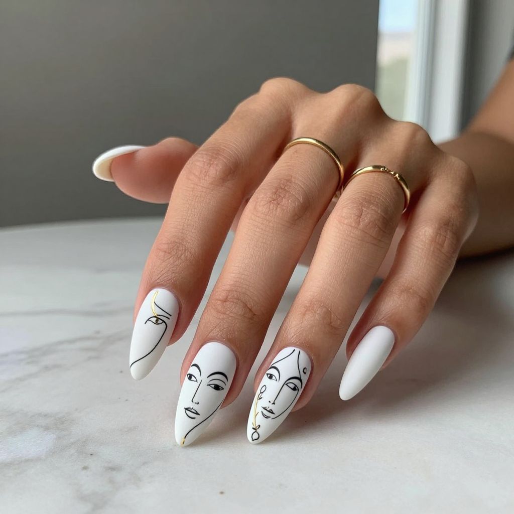 Minimalist Line Art Nails
