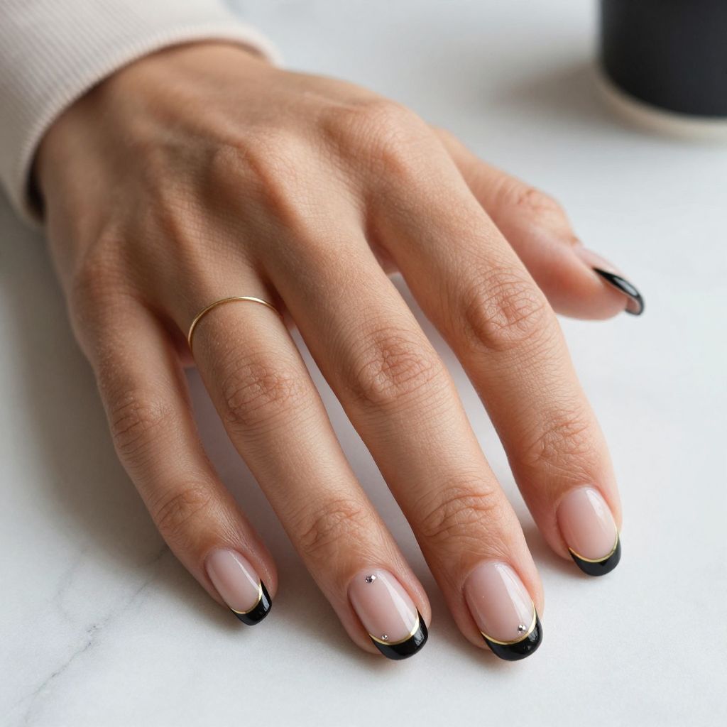 French Tip With Black Accent