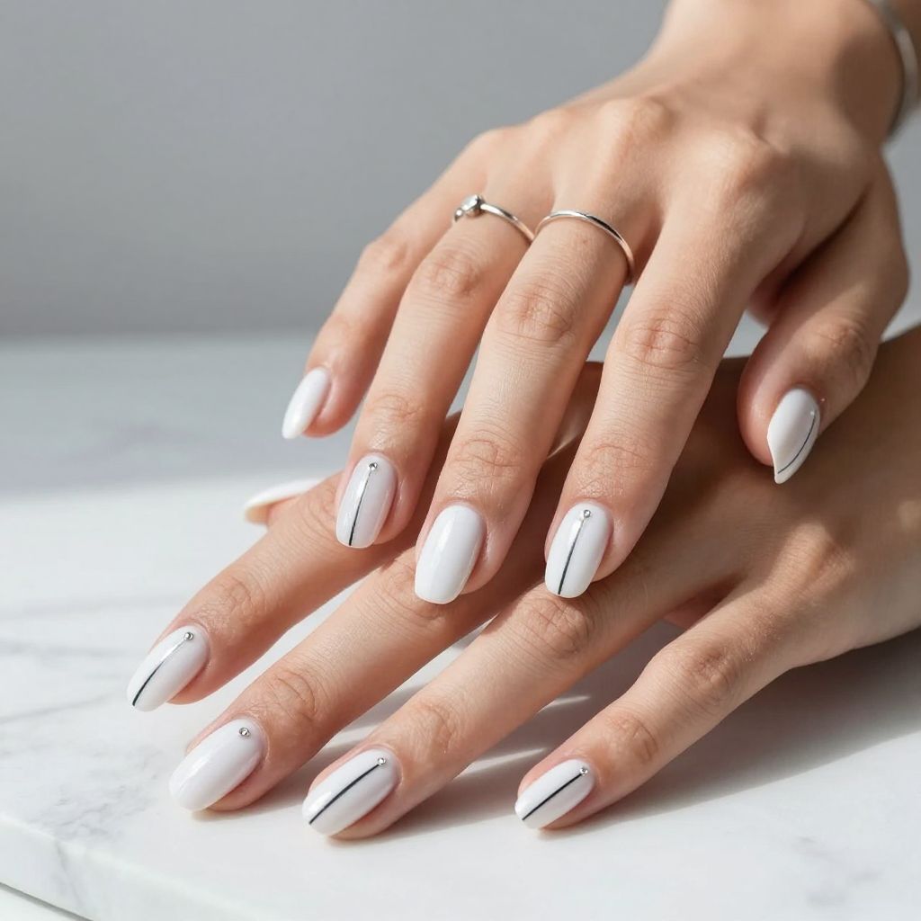 Black and white pin stripe nail design