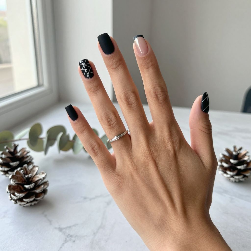 Minimalist Black Matte with Silver Lines