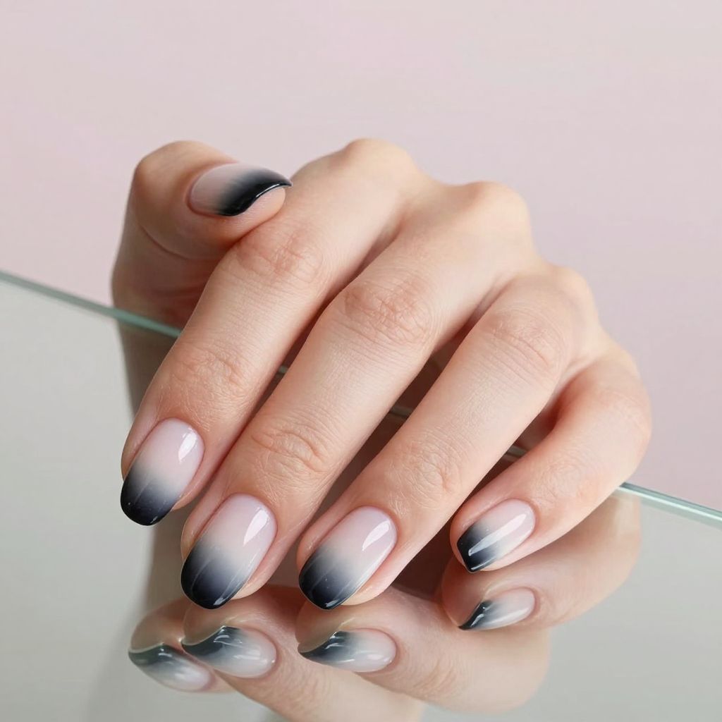Black French Tip nail idea 10