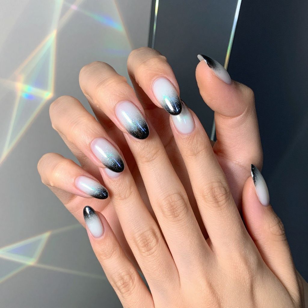 Black French Tip nail idea 13