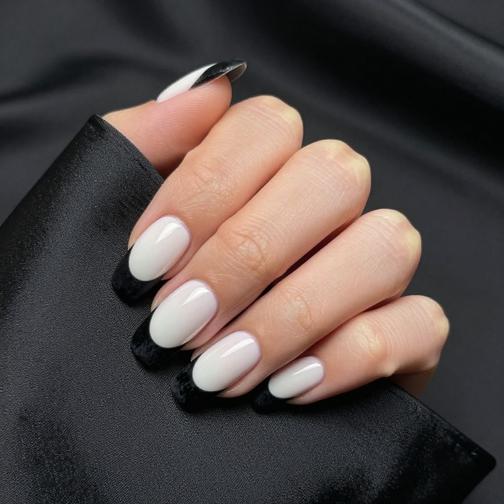 Black French Tip nail idea 15