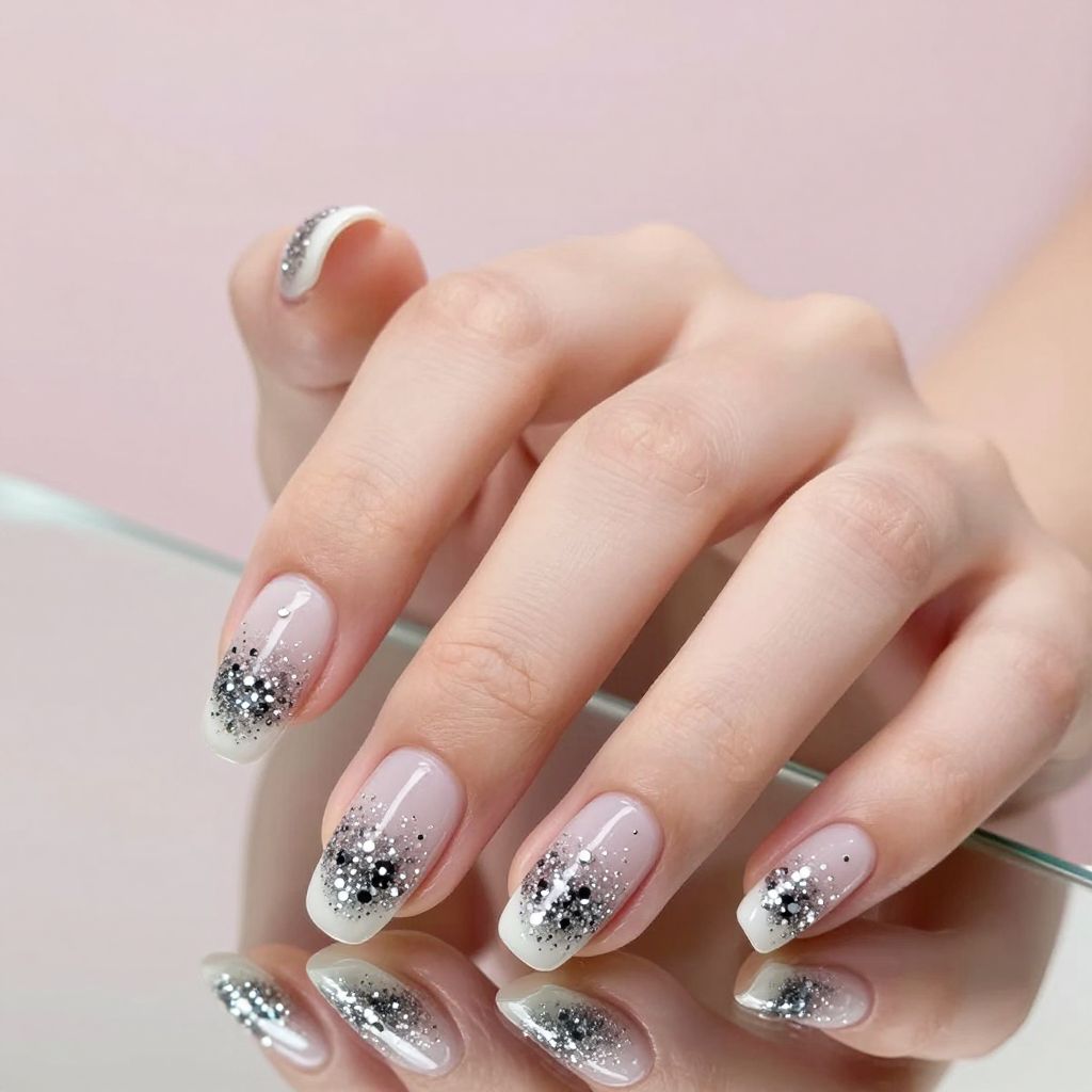 Black French Tip nail idea 2