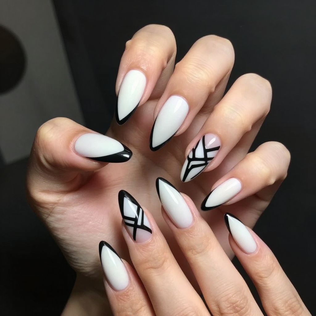 Black French Tip nail idea 4