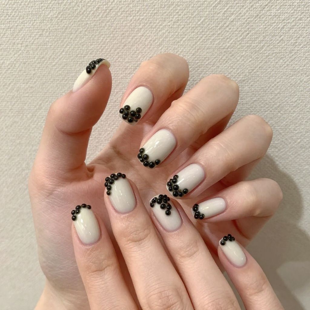 Black French Tip nail idea 5