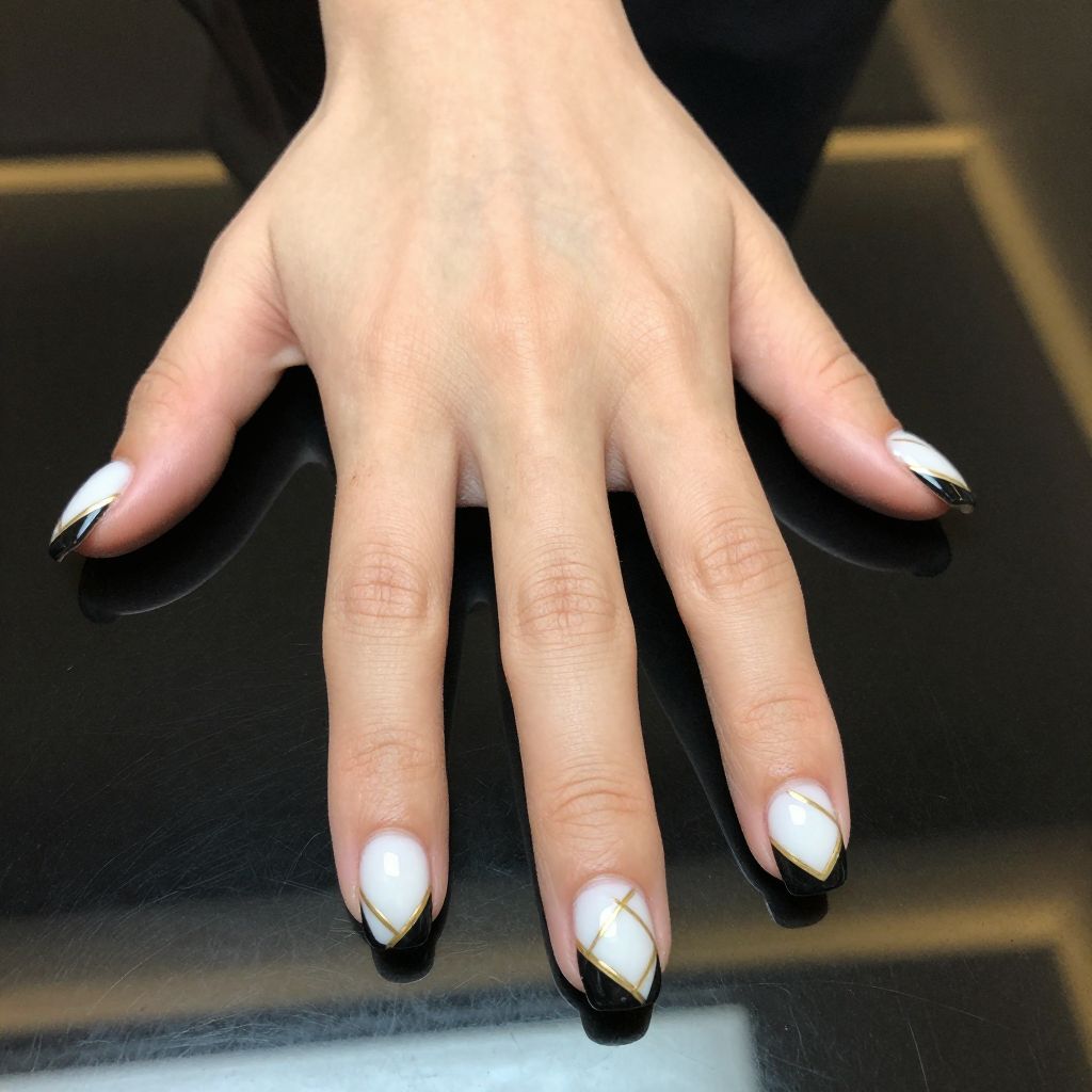 Black French Tip nail idea 6