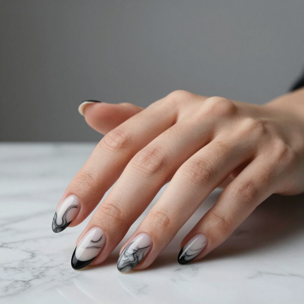 Black French Tip nail idea 7