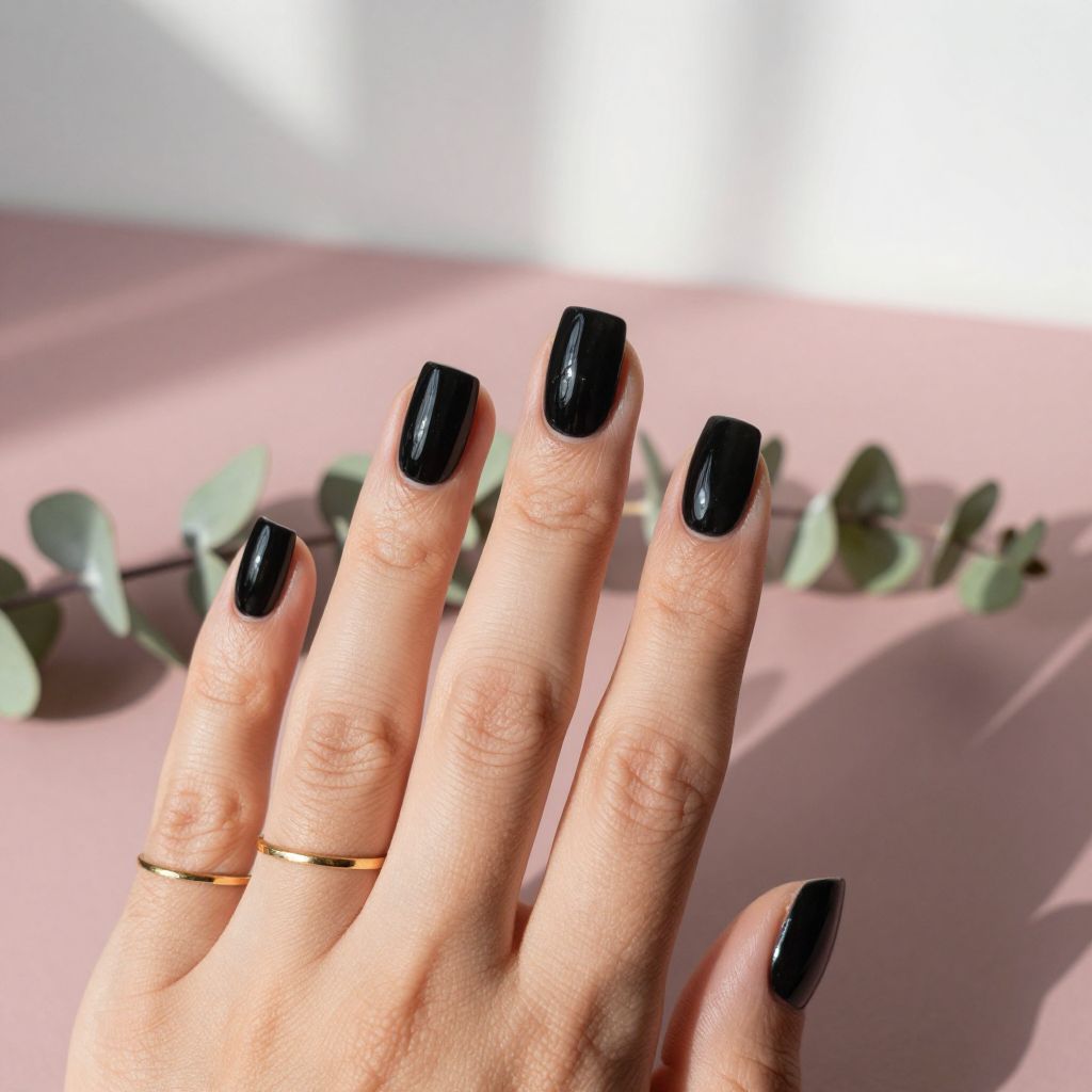 Classic Black Glossy Manicure