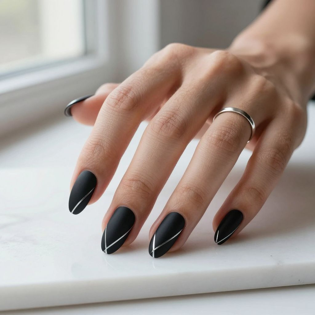 Black with Metallic Silver Lines