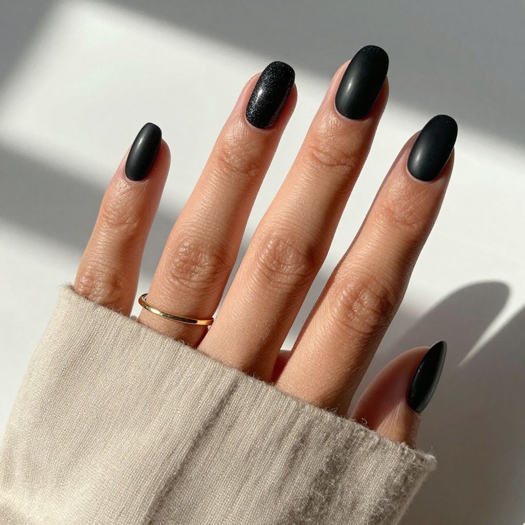 Black Matte Velvet Nails