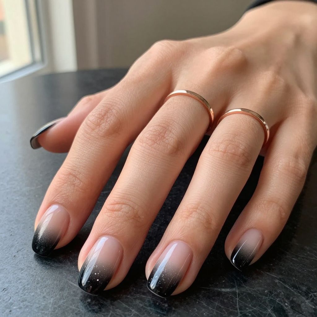 Black Ombre Gradient Nails