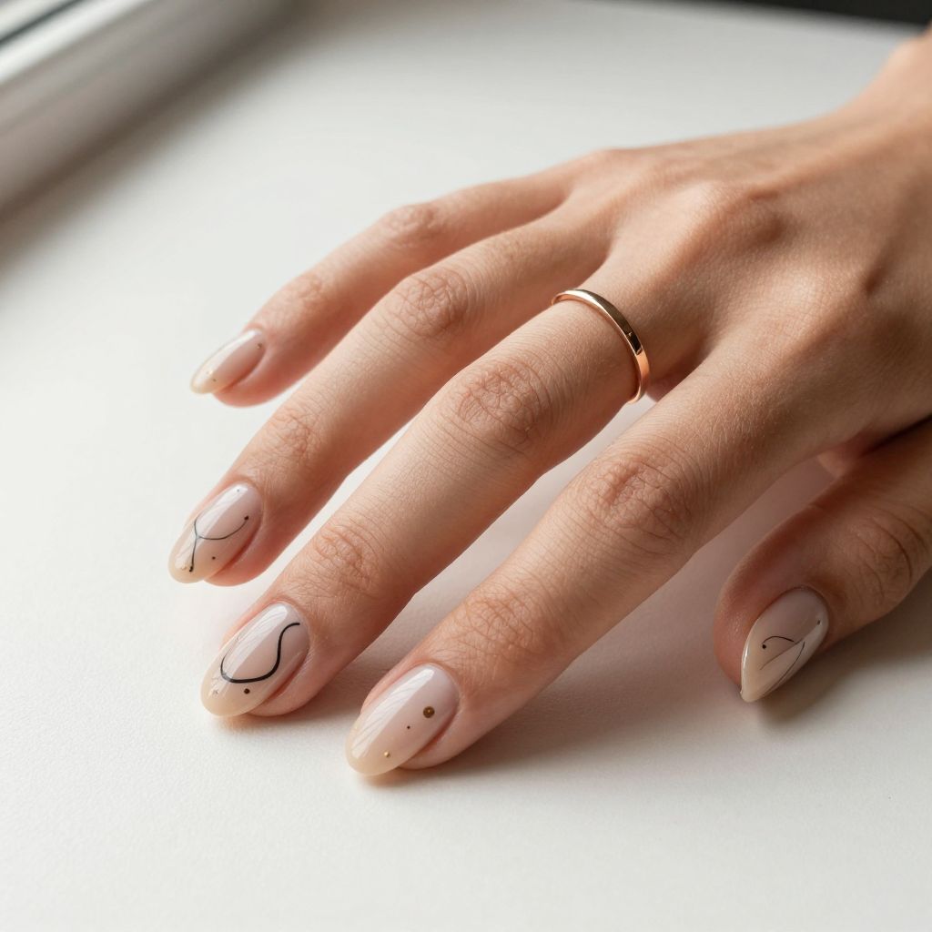 Black Abstract Swirl Nails